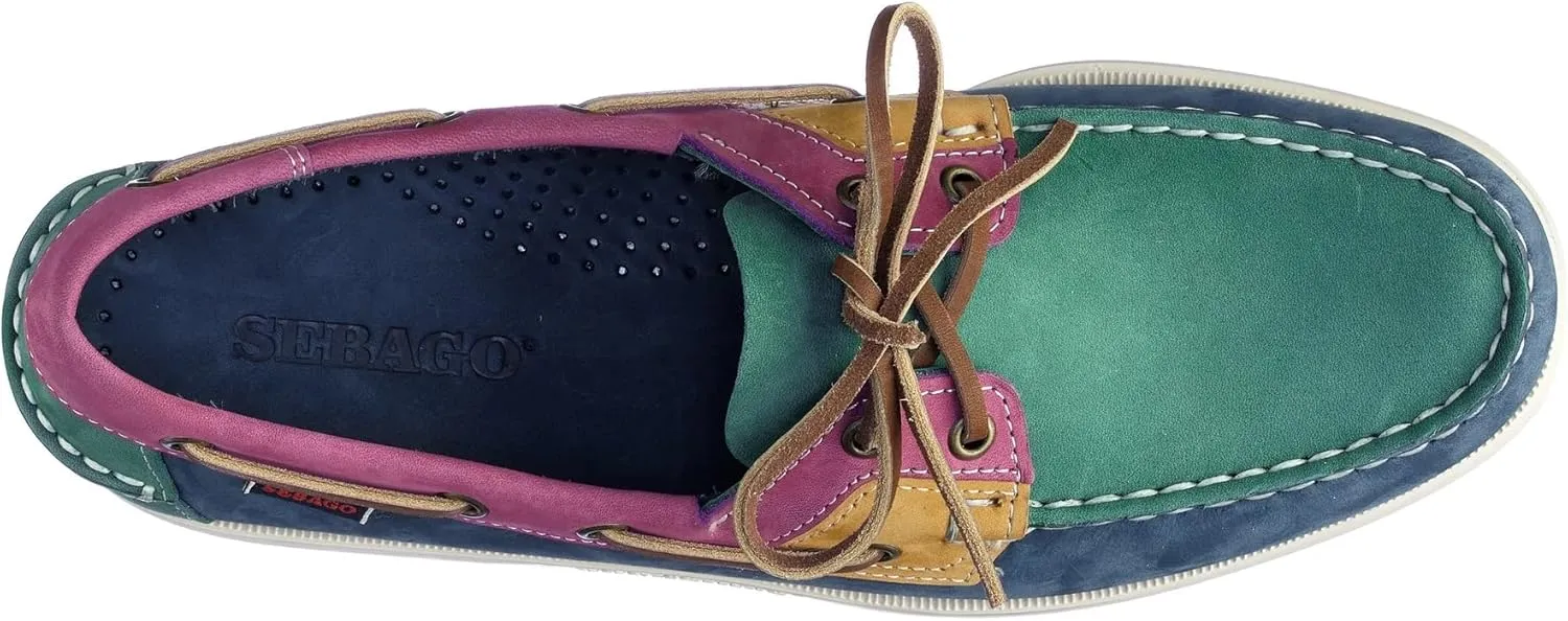 Sebago Ross Island Boat Shoes - Handsewn Nubuck Leather Moccasins with Leather Sock Lining and Non-Marking, Non-Slip Siped Rubber Soles