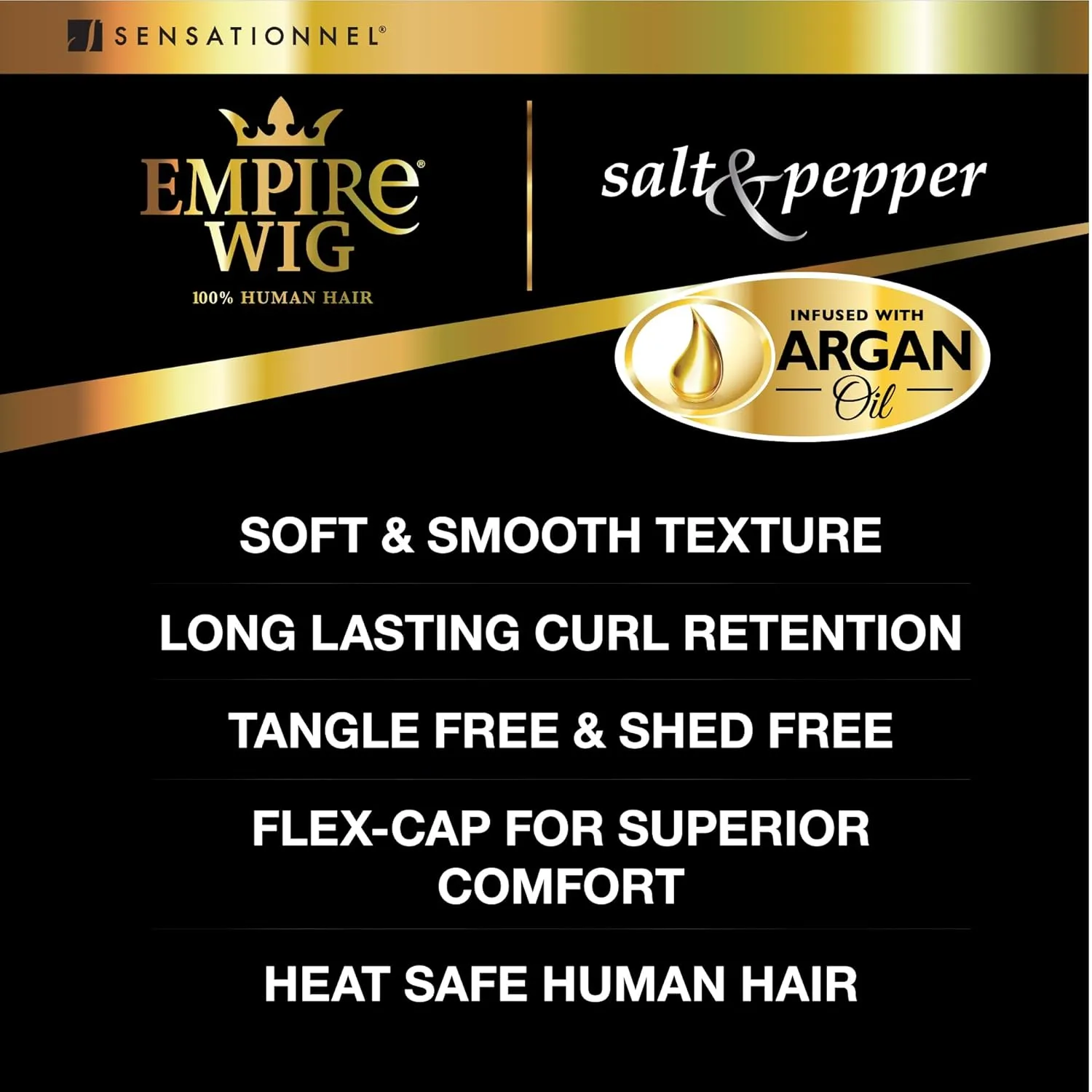 Sensationnel Empire Human Hair Wig - Salt And Pepper Bliss Contouring Mesh Cap Heat Safe (350 COPPERRED)