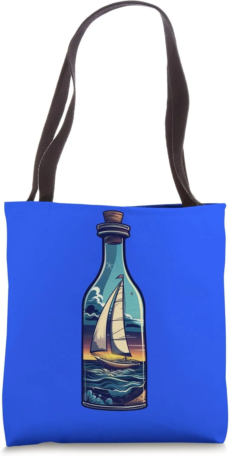 Ship In A Bottle - Boat In A Bottle - Impossible Bottle Tote Bag