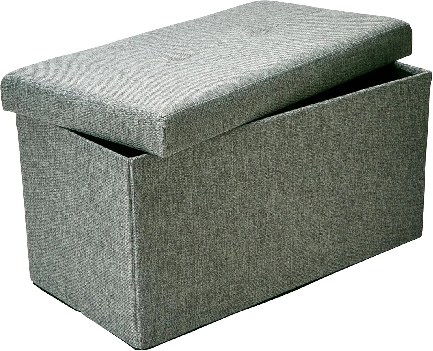 Simplify Faux Linen Double Folding Storage Ottoman (F-0637-Grey)