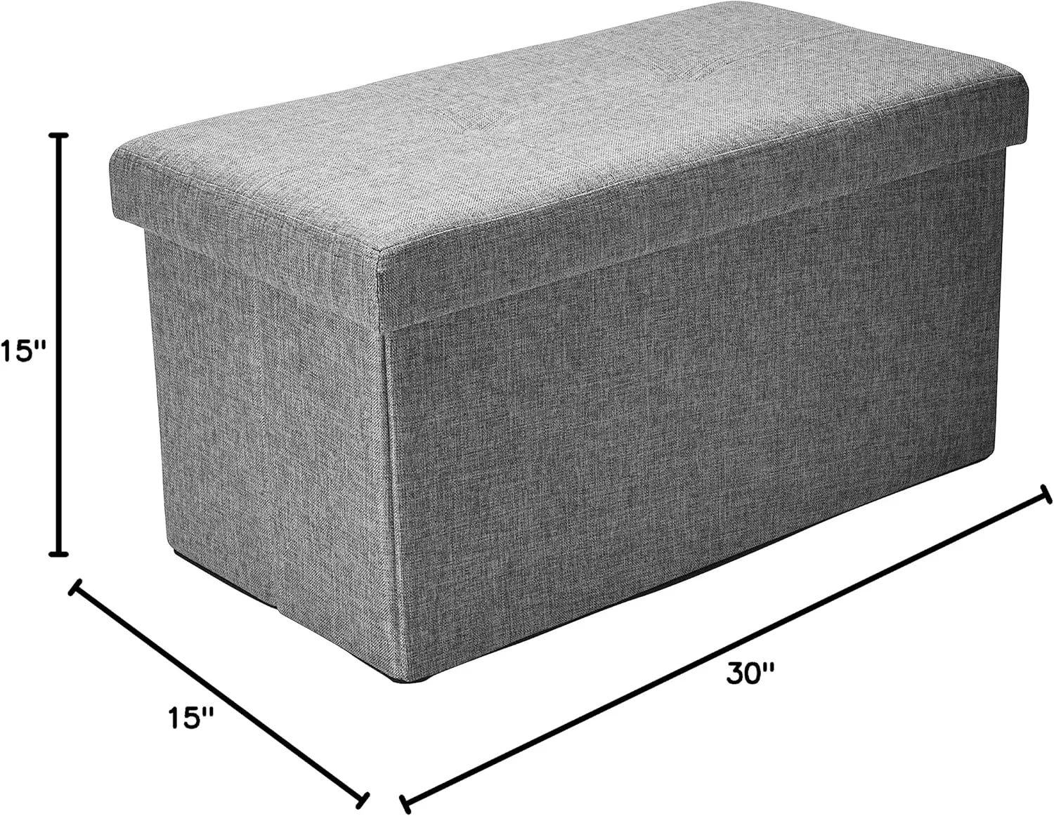 Simplify Faux Linen Double Folding Storage Ottoman (F-0637-Grey)