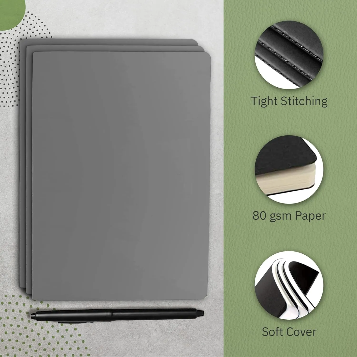 Simply Genius A5 Notebooks for Work, Travel, Business, School & More - College Ruled Notebook - Soft Cover Journal for Women & Men - Lined Note Books with 92 Pages, 5.5" x 8.3" (Gray, 30 Pack)