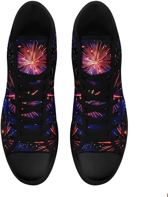 Skull High Top Sneaker for Men Women Fashion Rose Gothic Black Canvas Shoes Unisex Lace Up Casual Tennis Walking Flat Shoes