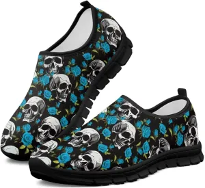 Skull Walking Shoes Casual Tennis Flat Work Loafer Wide Toe Driving Shoe Hiking Sneaker for Women