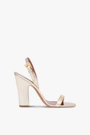 Slingbacks in gold mirror-effect leather