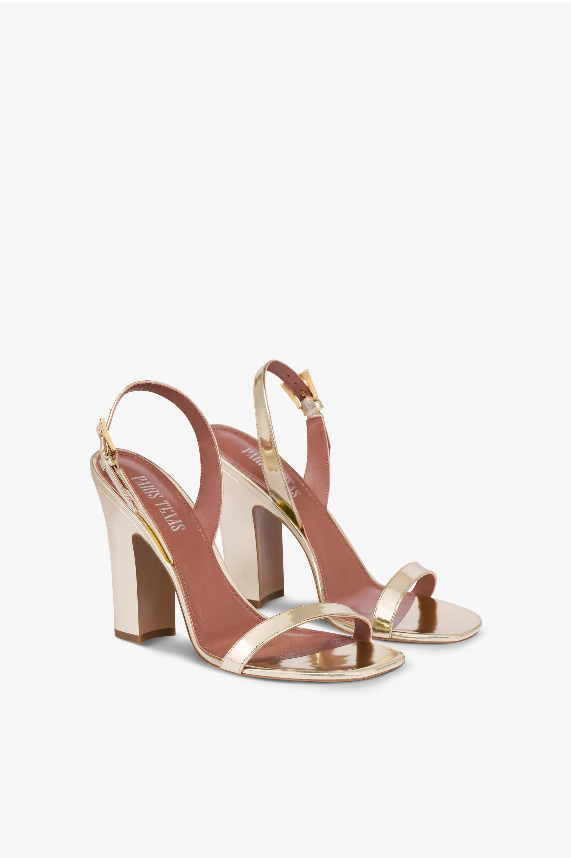 Slingbacks in gold mirror-effect leather