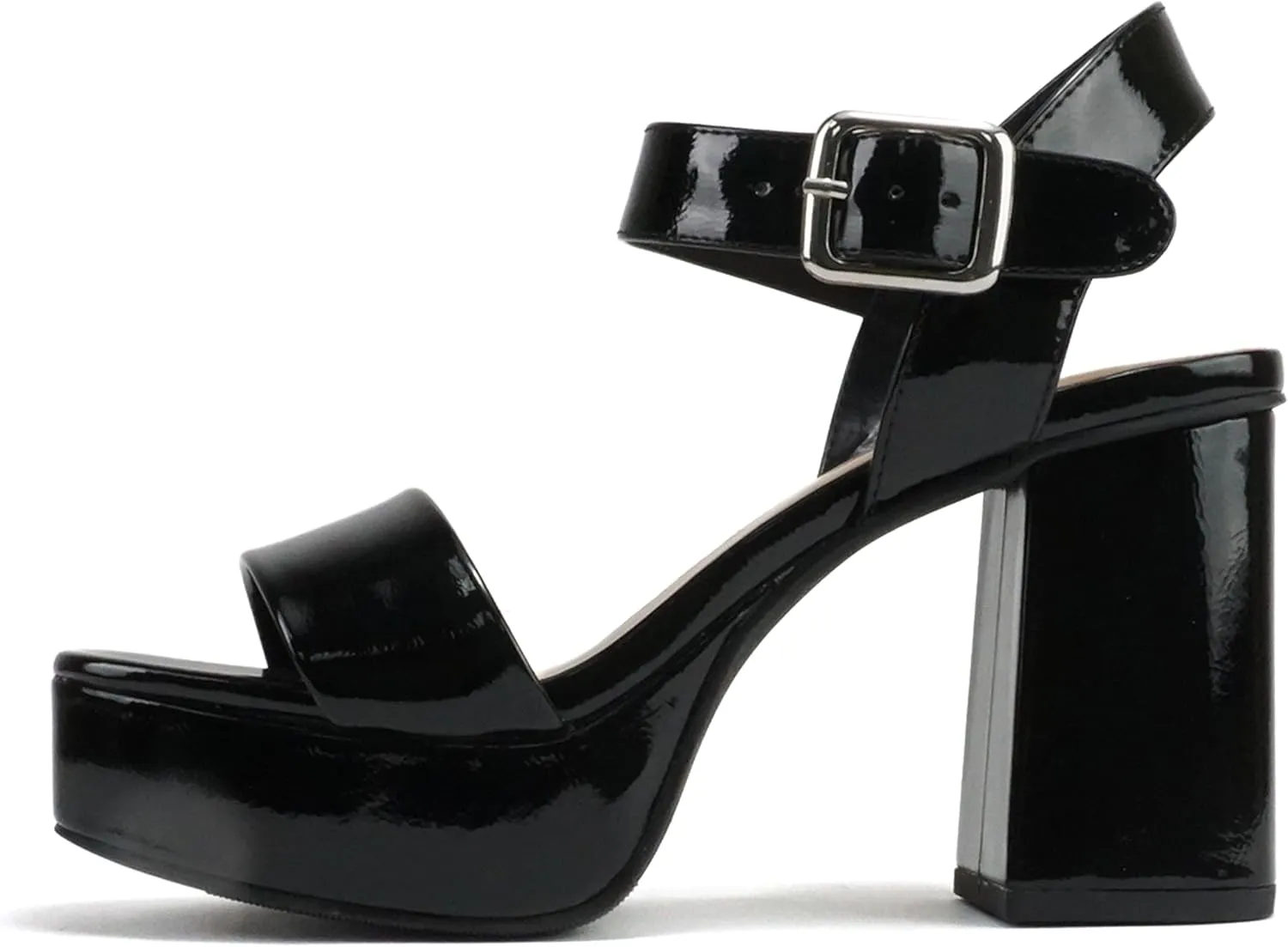 Soda “MACEY” ~ Women Open Square Toe Single Band High Heel Platform Dress Sandal with Adjustable Ankle Strap
