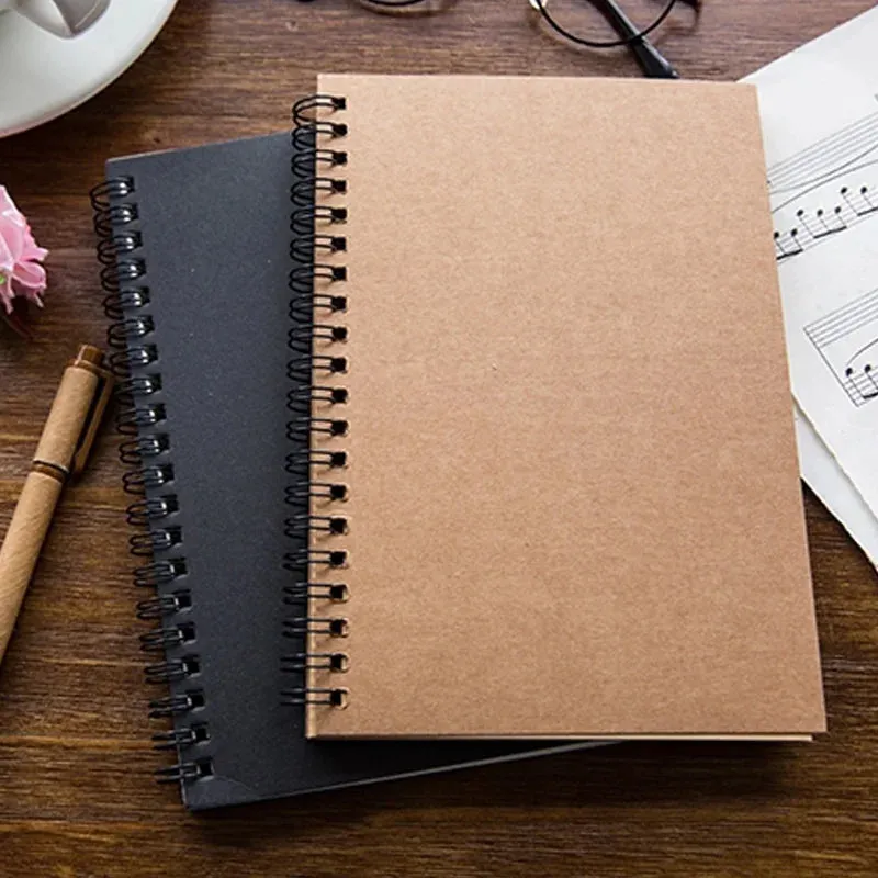 Soft Cover Spiral Notebook - Eco-Friendly Unlined Kraft Paper Sketch Pad