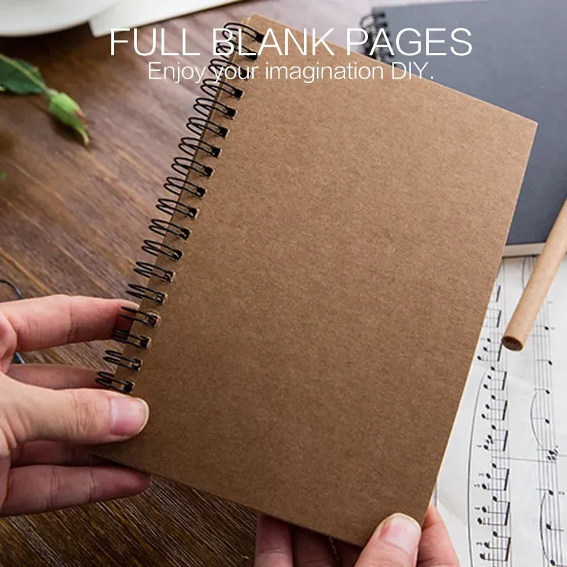 Soft Cover Spiral Notebook - Eco-Friendly Unlined Kraft Paper Sketch Pad