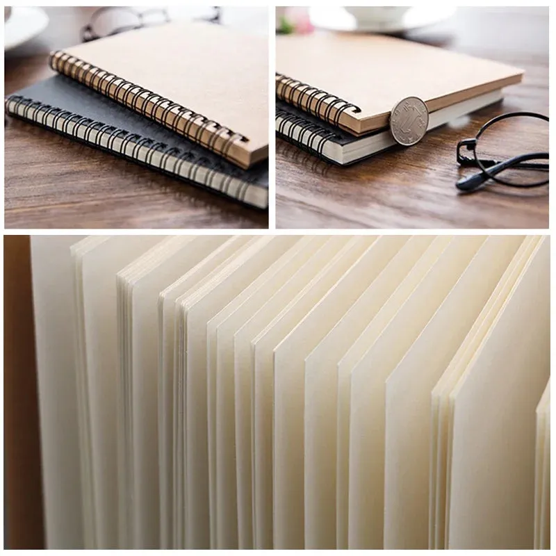 Soft Cover Spiral Notebook - Eco-Friendly Unlined Kraft Paper Sketch Pad