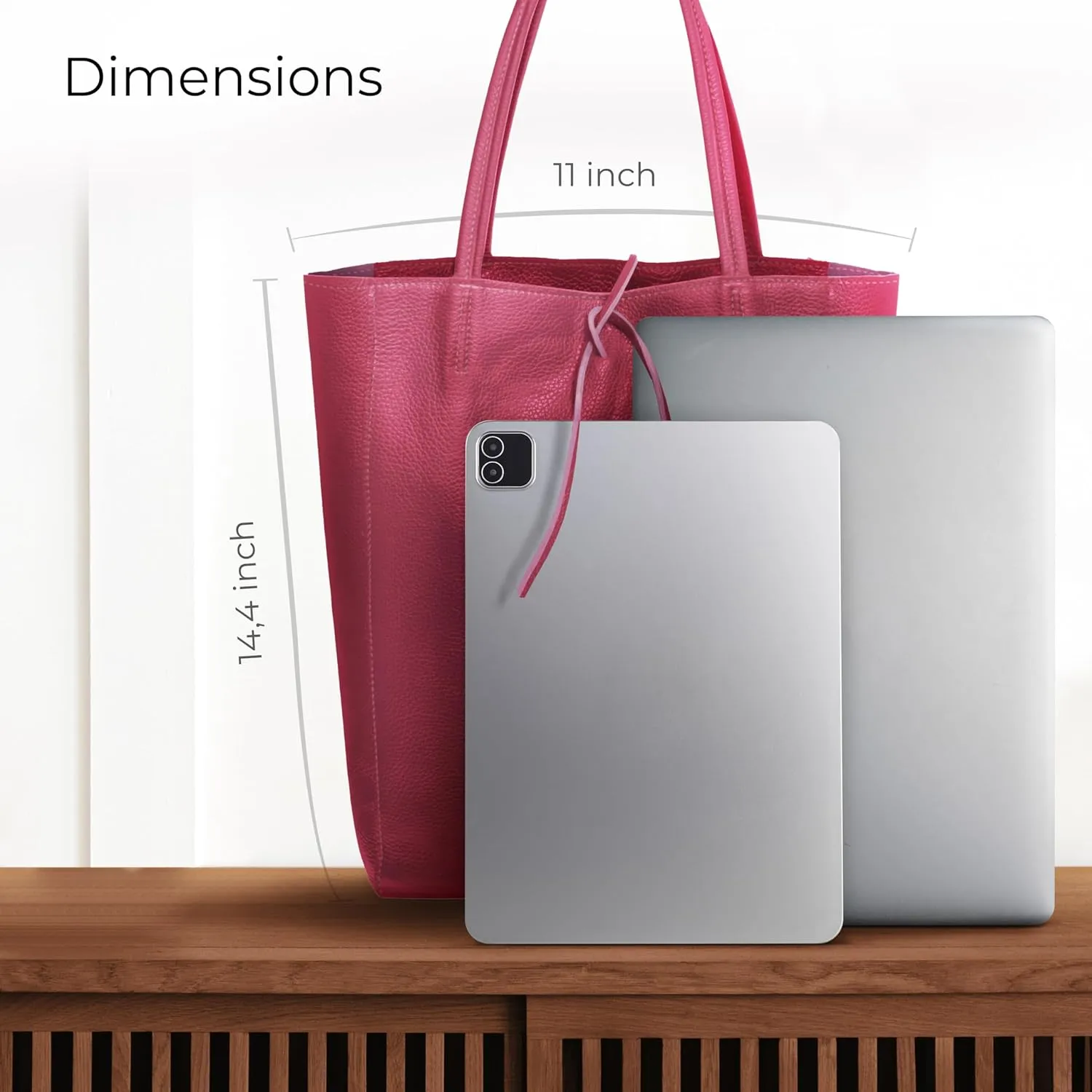Soft Italian Genuine Calf Leather Tote Bag | Unstructured Unlined Shopper with Zipper, Inside Pocket & Flat Base