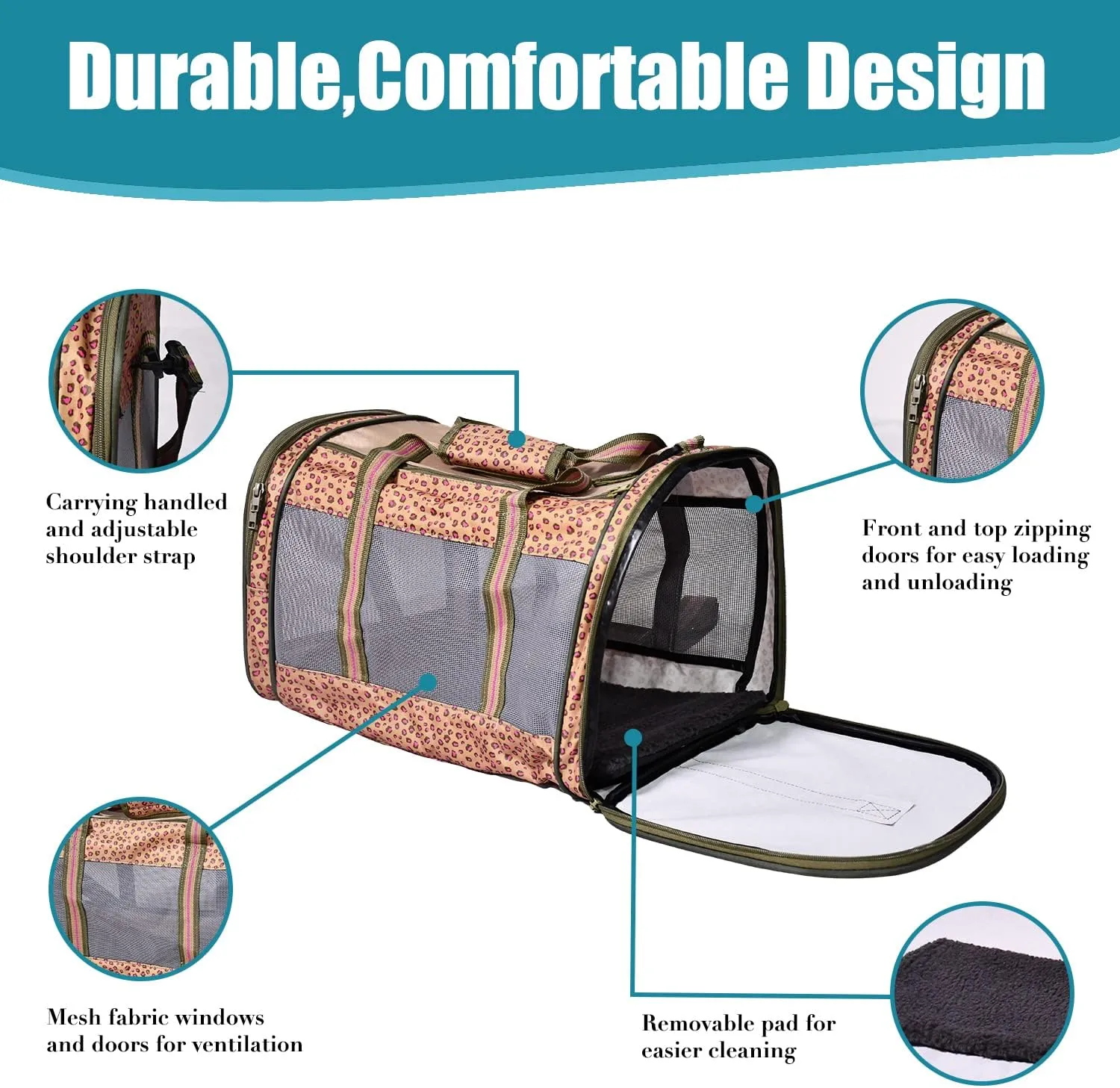 Soft-Sided Kennel Pet Carrier for Small Dogs, Cats, Puppy, Airline Approved Cat Carriers Dog Carrier Collapsible, Travel Handbag & Car Seat