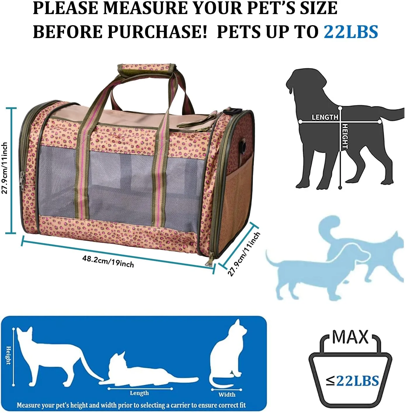 Soft-Sided Kennel Pet Carrier for Small Dogs, Cats, Puppy, Airline Approved Cat Carriers Dog Carrier Collapsible, Travel Handbag & Car Seat