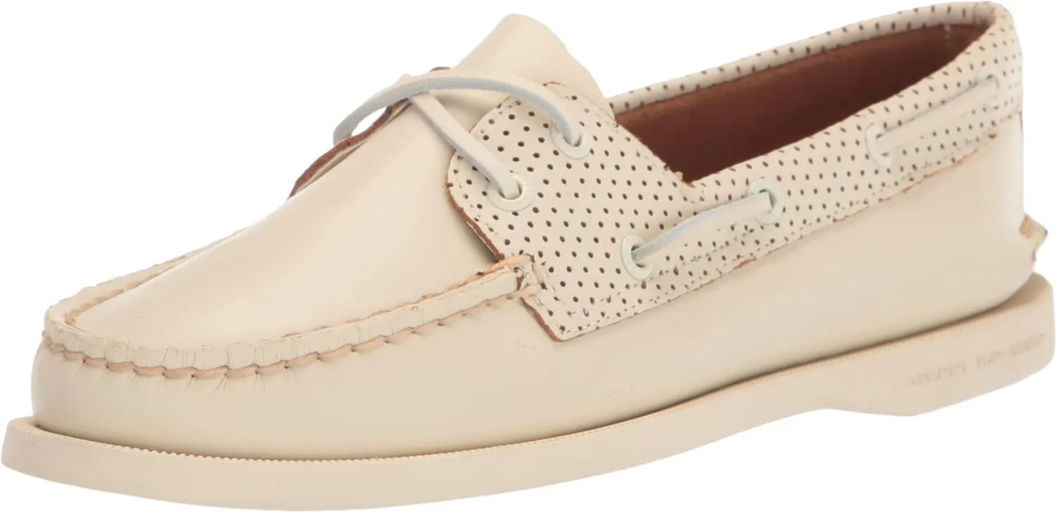 Sperry Women's Authentic Original 2-Eye Boat Shoe, White Perf, 6.5