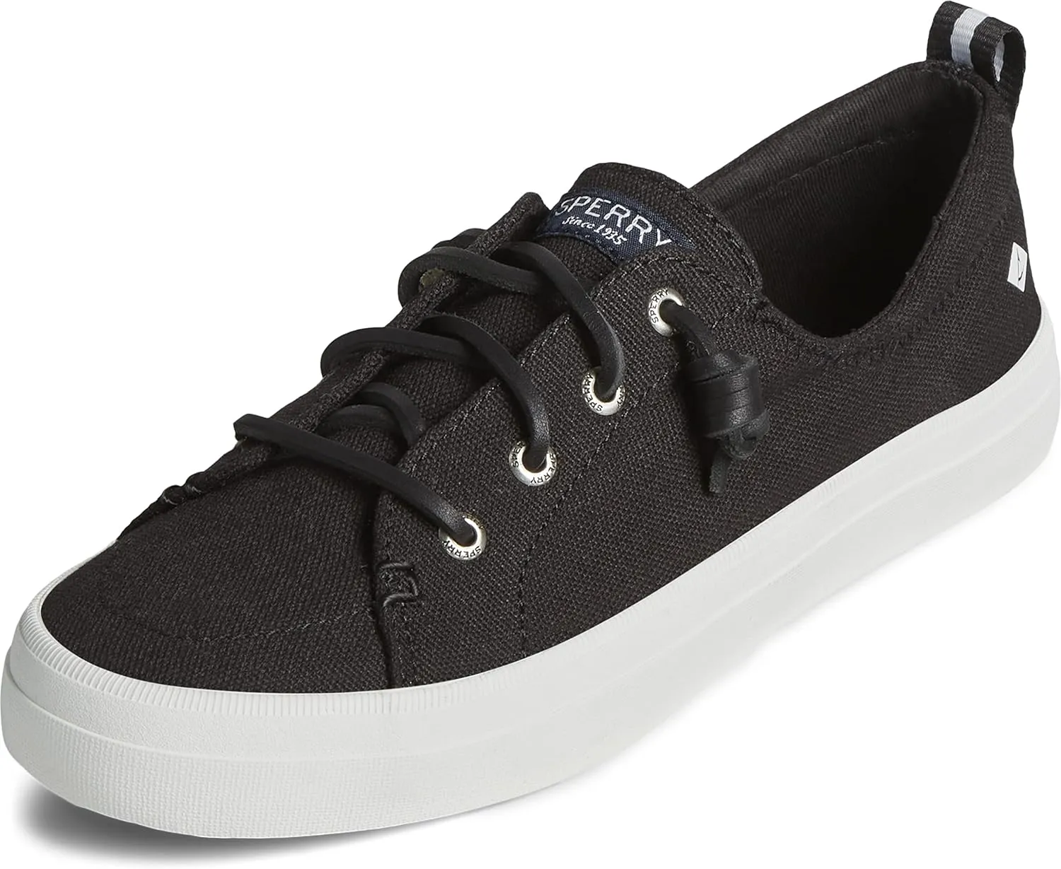 Sperry womens Crest Vibe Linen Sneaker, Black, 7 Wide US
