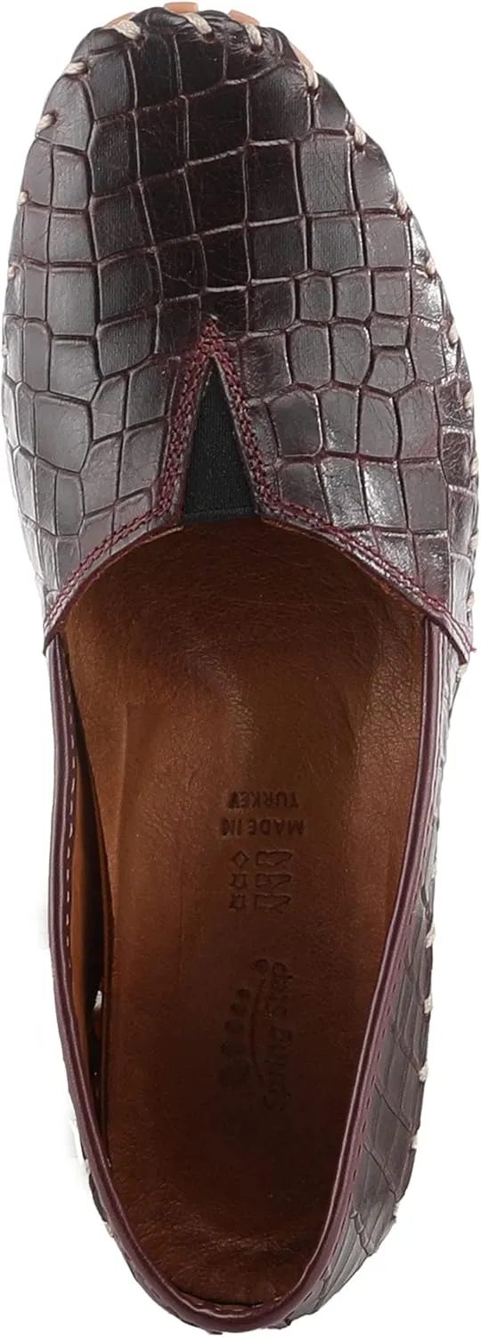Spring Step Kathaleta-Croco Shoes for Women - Ladies Leather Booties with Rubber Outsole - Comfortable Slip-On Flat Shoes for Womens