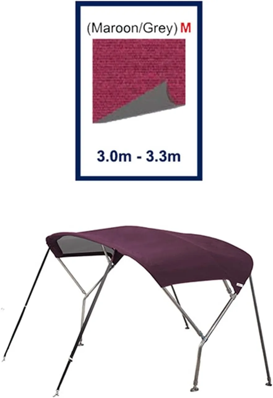 Stainless Steel Sailboat Biminii 25mm Tube Heavy-Duty Boat-Cover Top Canopy Water Sun Proof UV Protection Maroon (Color : 3.0m 3.3m Maroon)