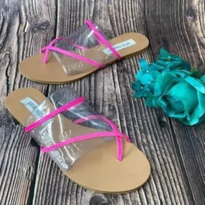 Steve Madden Pink Leather Wise Flat Sandals 7M