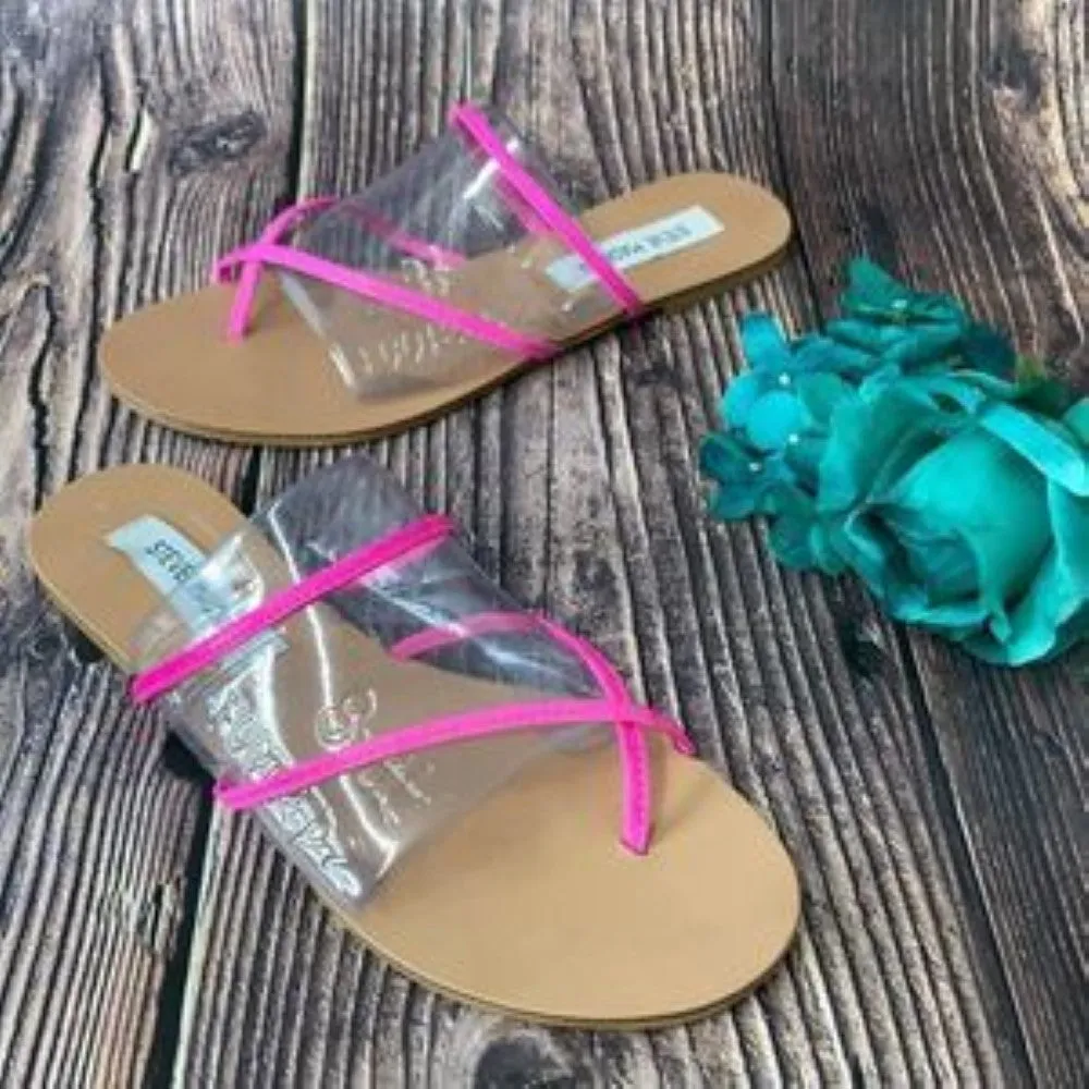 Steve Madden Pink Leather Wise Flat Sandals 7M