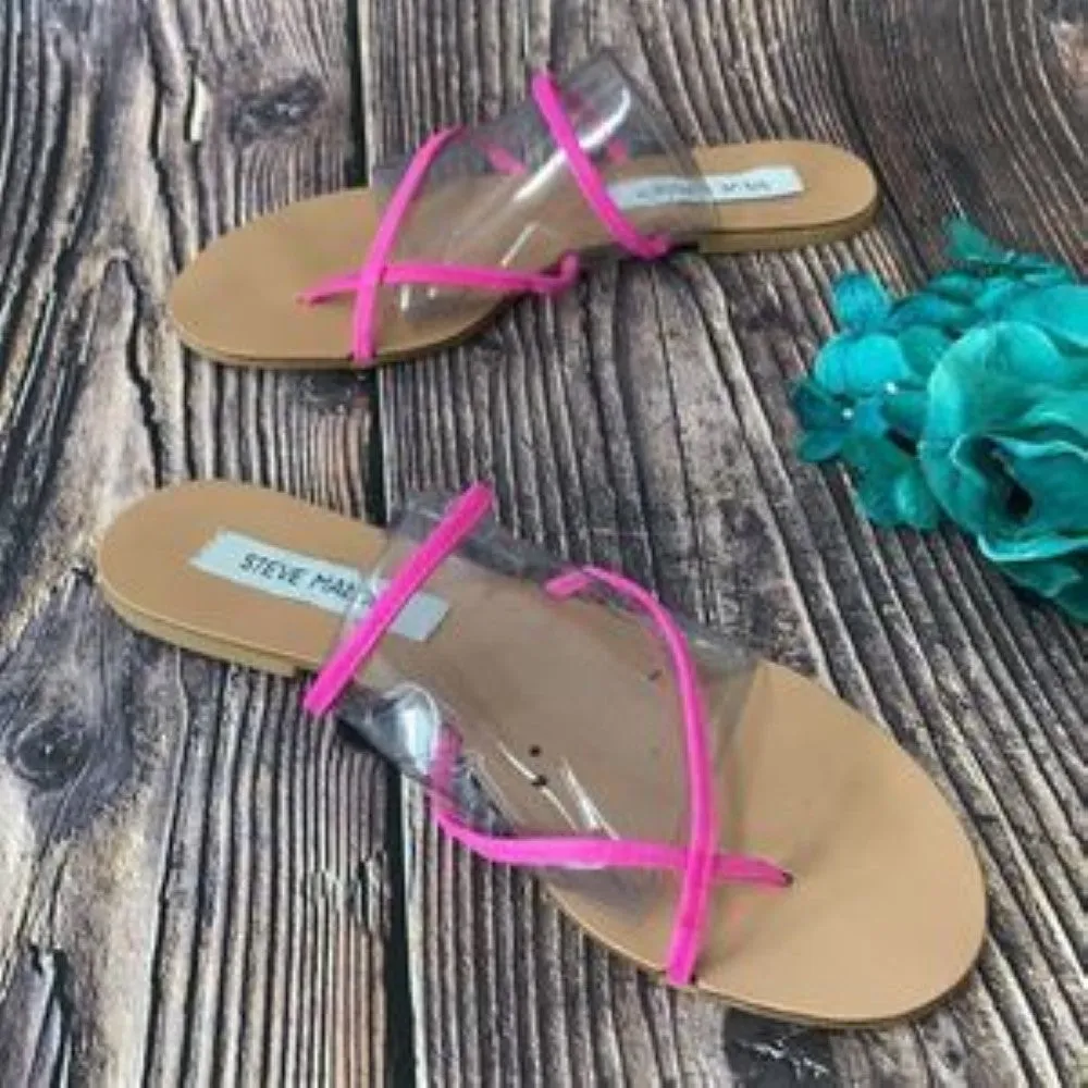 Steve Madden Pink Leather Wise Flat Sandals 7M