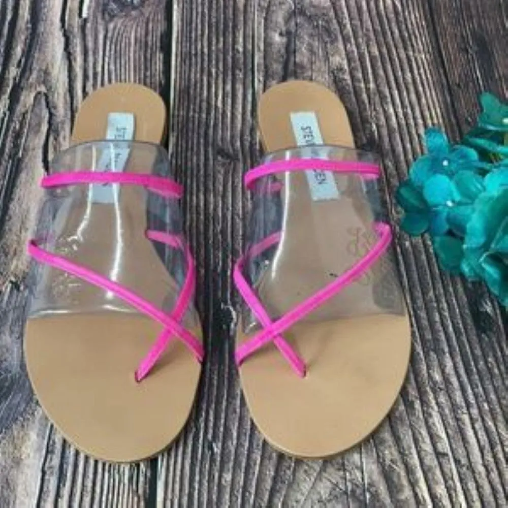 Steve Madden Pink Leather Wise Flat Sandals 7M