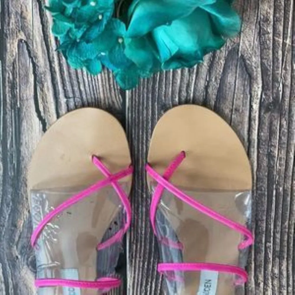 Steve Madden Pink Leather Wise Flat Sandals 7M