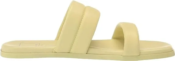 Strappy On Slip Adore Vita Dolce Sandals Perfectly constructed Open Leather Slides Yellow Squared Toe On-time delivery