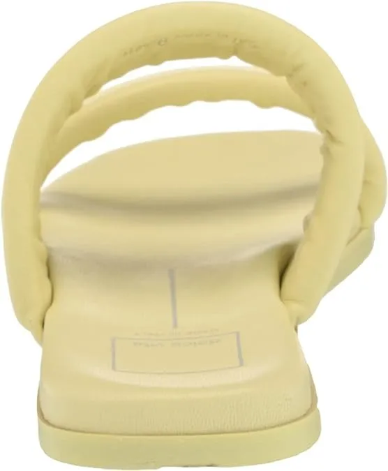 Strappy On Slip Adore Vita Dolce Sandals Perfectly constructed Open Leather Slides Yellow Squared Toe On-time delivery