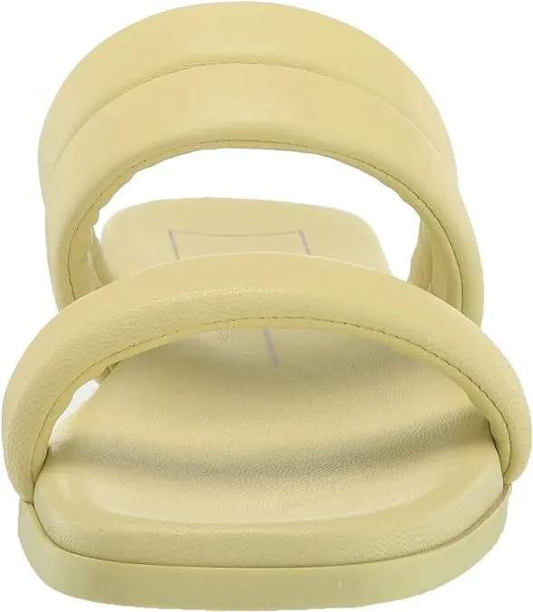 Strappy On Slip Adore Vita Dolce Sandals Perfectly constructed Open Leather Slides Yellow Squared Toe On-time delivery