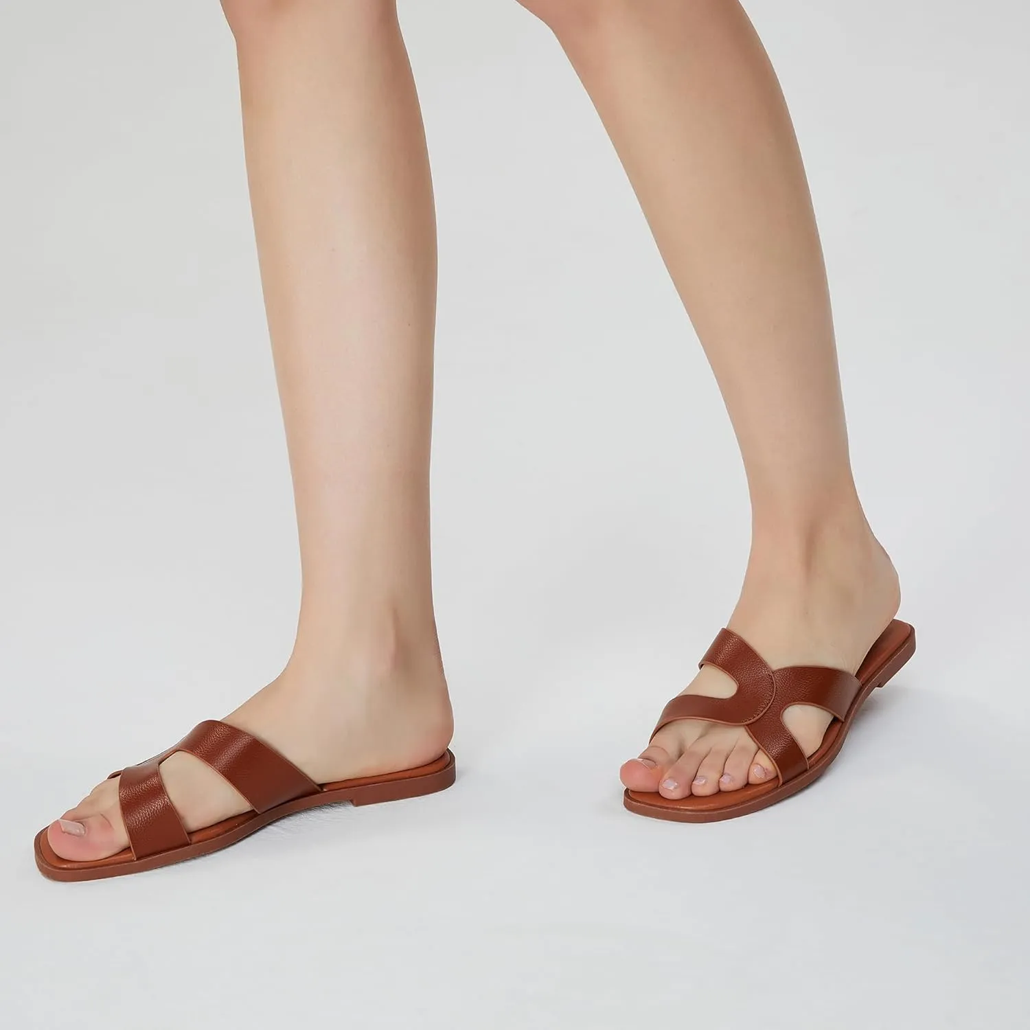 Stratuxx Kaze Womens Flat Sandals Flat Slide Sandals White,Black, Brown,Metallic Flat Sandals Leopard