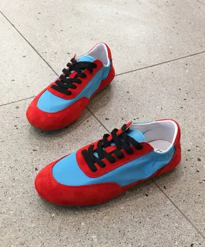 Suede Splicing Red Casual Comfy Up Lace Flat Shoes