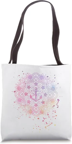Sunset Anchor Mandala - Nautical Summer Tote Bag