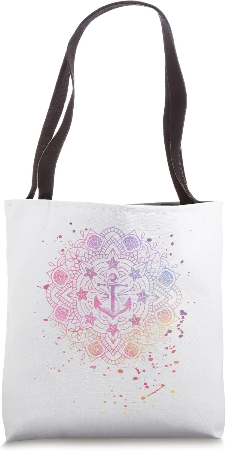 Sunset Anchor Mandala - Nautical Summer Tote Bag