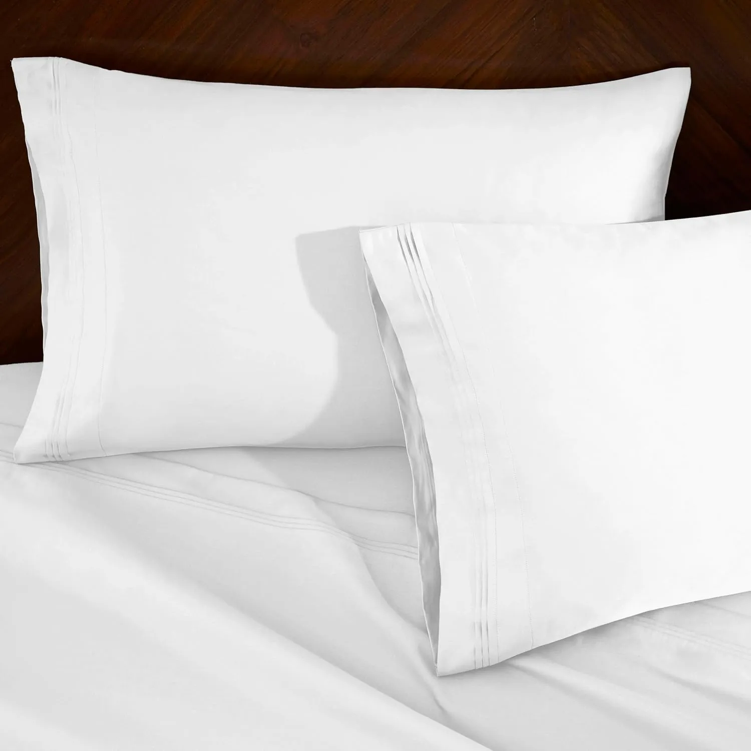 Superior Egyptian Cotton 4 Piece Sheet Set, Luxury 1500 Thread Count, Modern Design, Sustainable Sheets, Ultra-Soft Basics, Solid, Deep Pocket Fitted Sheet, Flat Sheet, Pillowcases, King, White