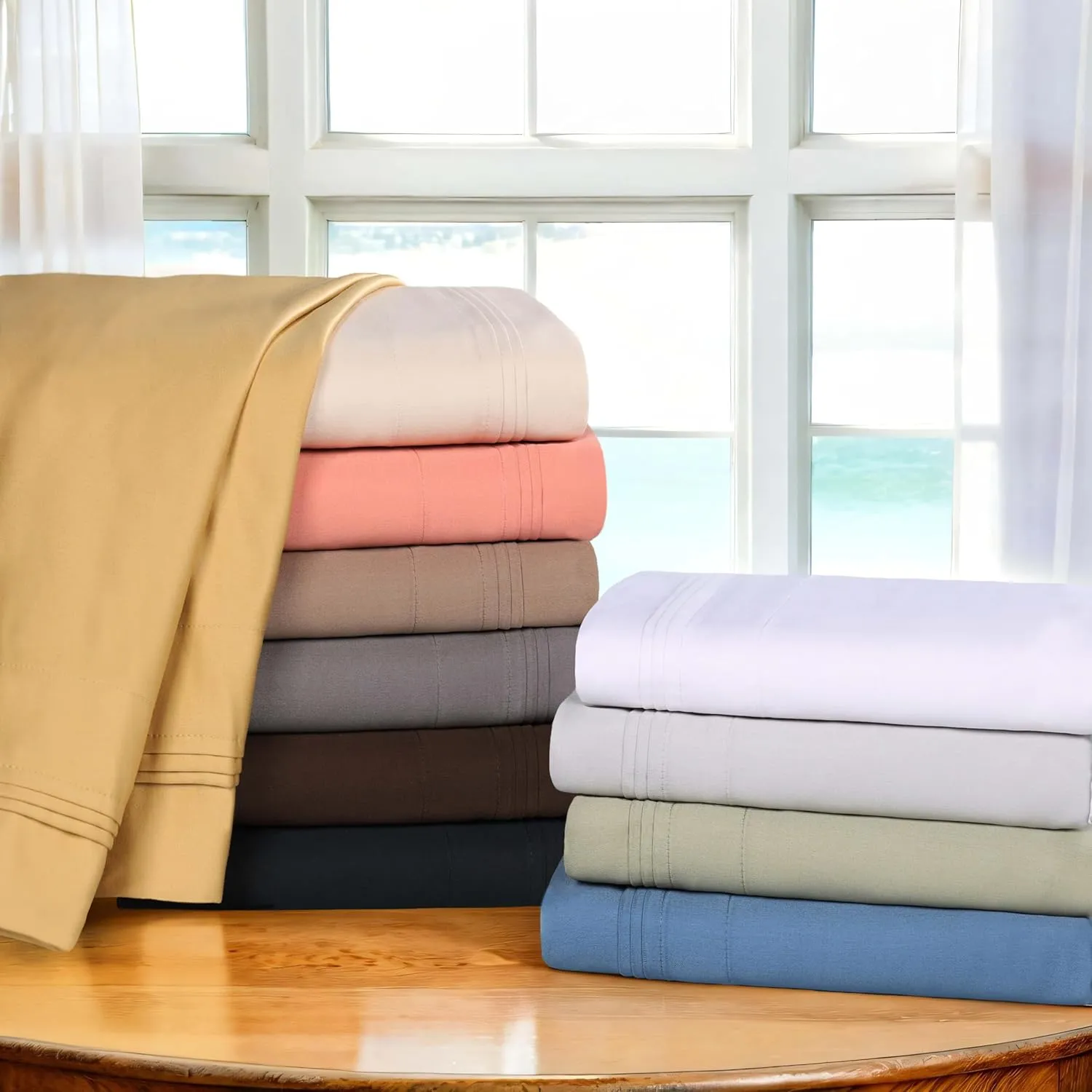 Superior Egyptian Cotton 4 Piece Sheet Set, Luxury 1500 Thread Count, Modern Design, Sustainable Sheets, Ultra-Soft Basics, Solid, Deep Pocket Fitted Sheet, Flat Sheet, Pillowcases, King, White