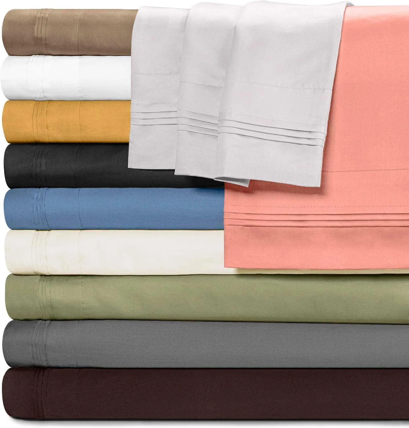 Superior Egyptian Cotton 4 Piece Sheet Set, Luxury 1500 Thread Count, Modern Design, Sustainable Sheets, Ultra-Soft Basics, Solid, Deep Pocket Fitted Sheet, Flat Sheet, Pillowcases, King, White