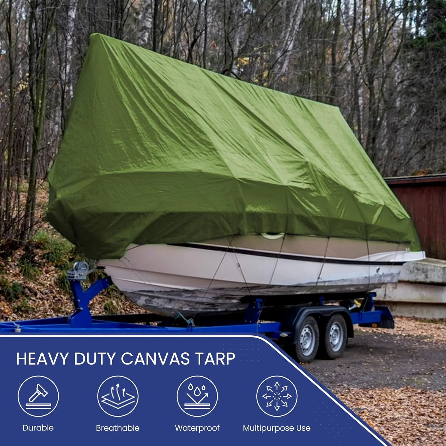 Tarps Now 5x7 ft Waterproof Canvas Tarp| 20 MIL Heavy Duty, Water Resistant, Tear Resistant, Reinforced Edges, Brass Grommets| Ideal for Construction, Trucking, Manufacturing, Camping – Olive Color