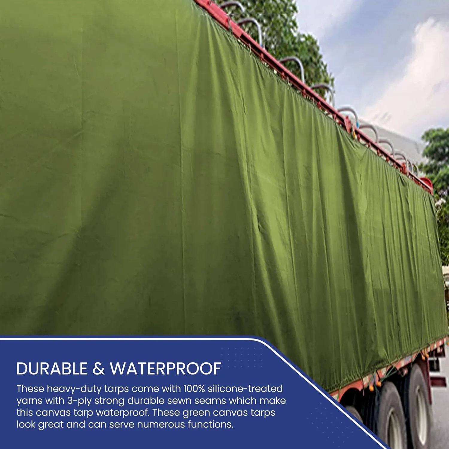 Tarps Now 5x7 ft Waterproof Canvas Tarp| 20 MIL Heavy Duty, Water Resistant, Tear Resistant, Reinforced Edges, Brass Grommets| Ideal for Construction, Trucking, Manufacturing, Camping – Olive Color