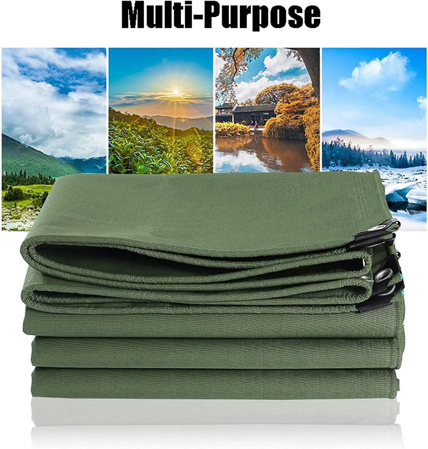 Tarps，Heavy-Duty Canvas tarp， Water-Resistant Large Canvas Tarp with Grommets，Tear-Resistant, UV-Resistant Camping Tarp Car RoofTent Tarpaulin,10x15m