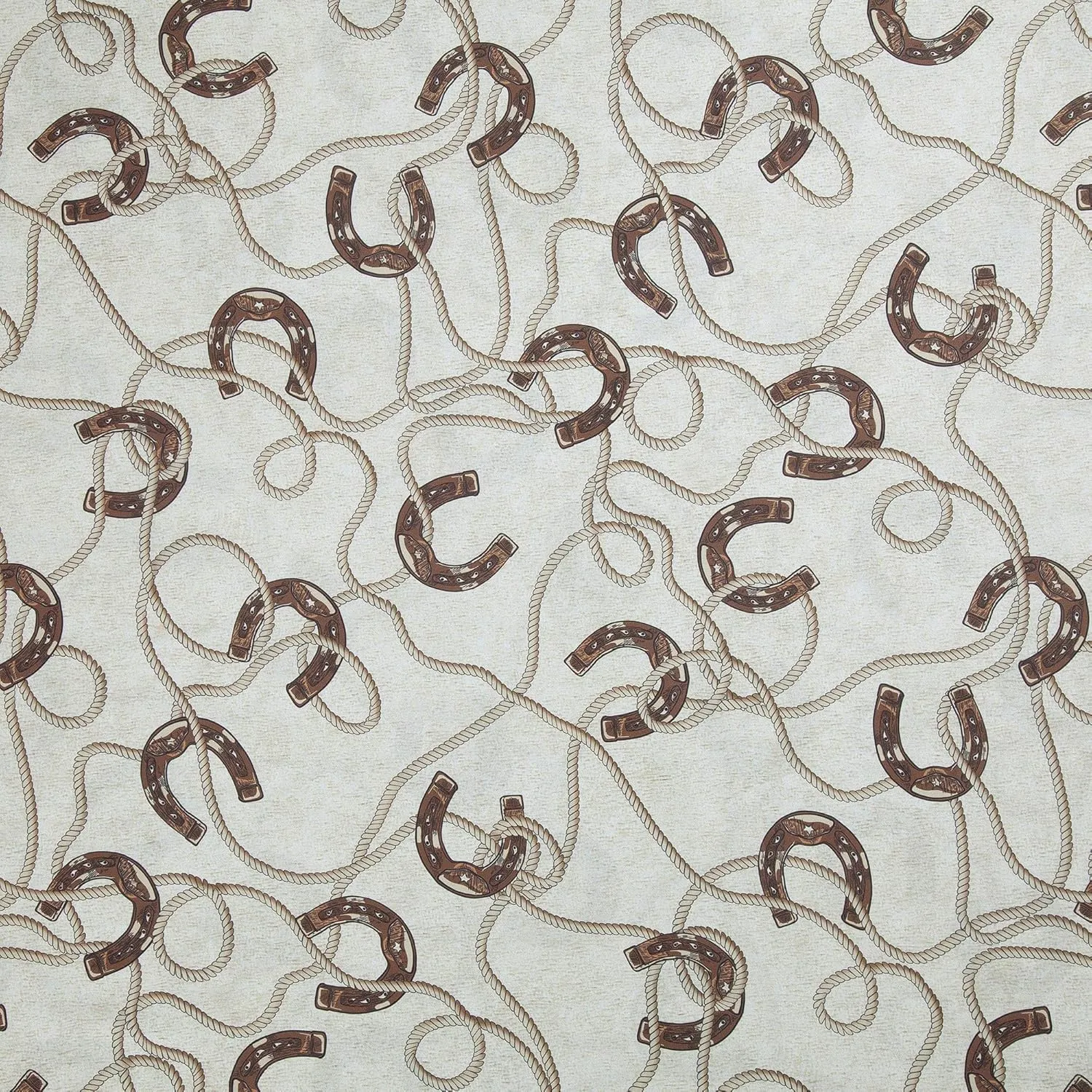 Tasha Polizzi for Paseo Road Pierre Equestrian 4 Piece 350TC Cotton Queen Sheet Set, Horseshoes Western Sheets, Brown Cream Southwestern Rustic Bedding, 1 Flat Sheet, 1 Fitted Sheet, 2 Pillowcases