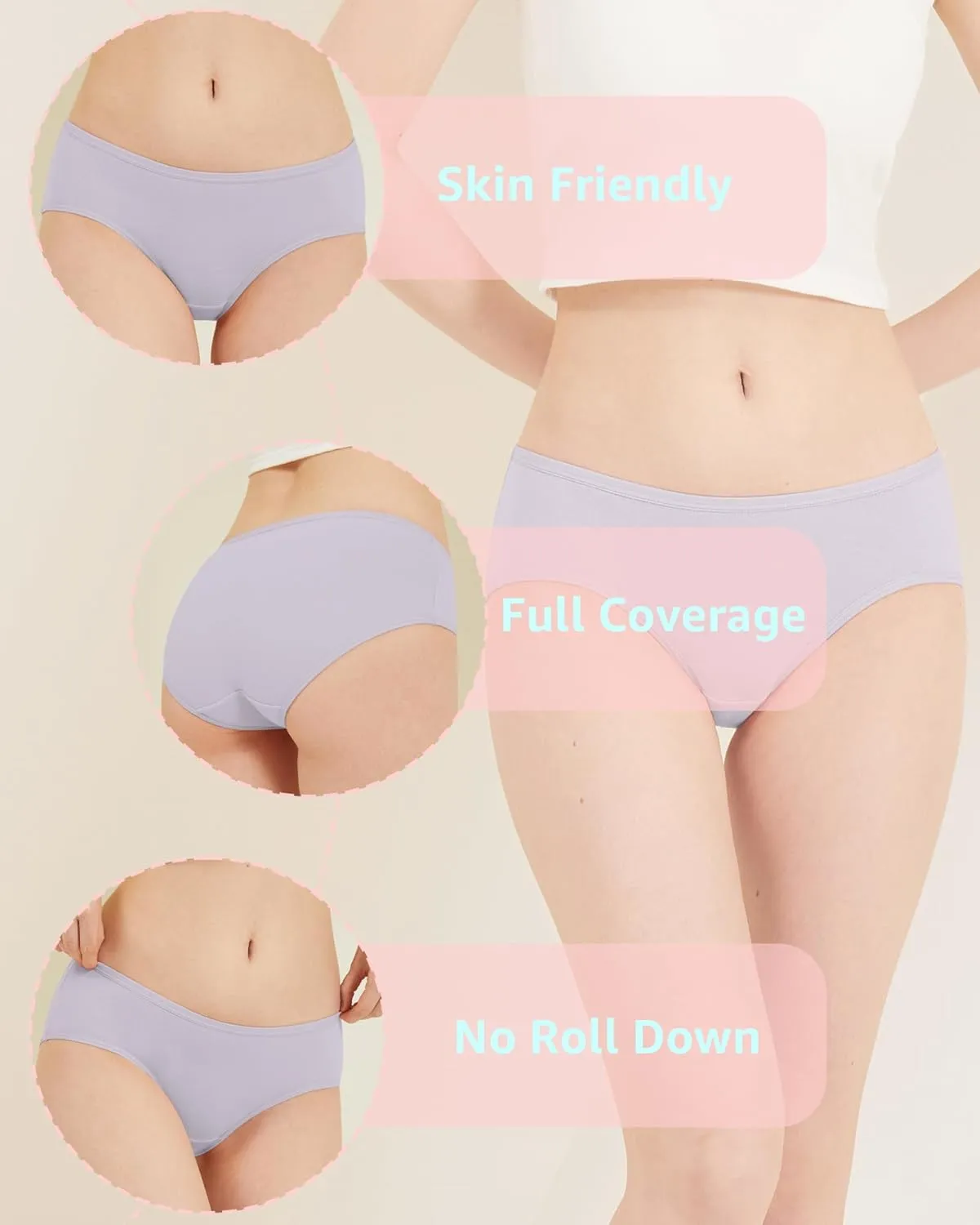 Teen Girls Underwear Cotton Brief Panties 6 pack