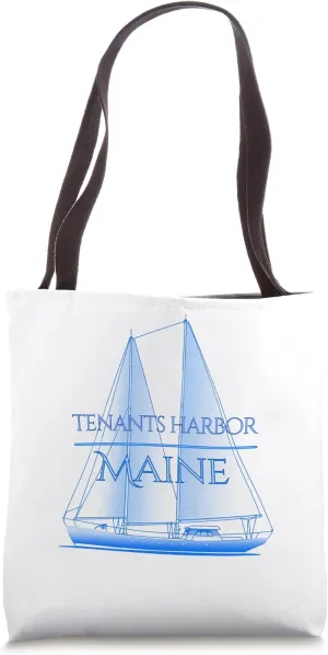 Tenants Harbor Maine Coastal Nautical Sailing Sailor Tote Bag