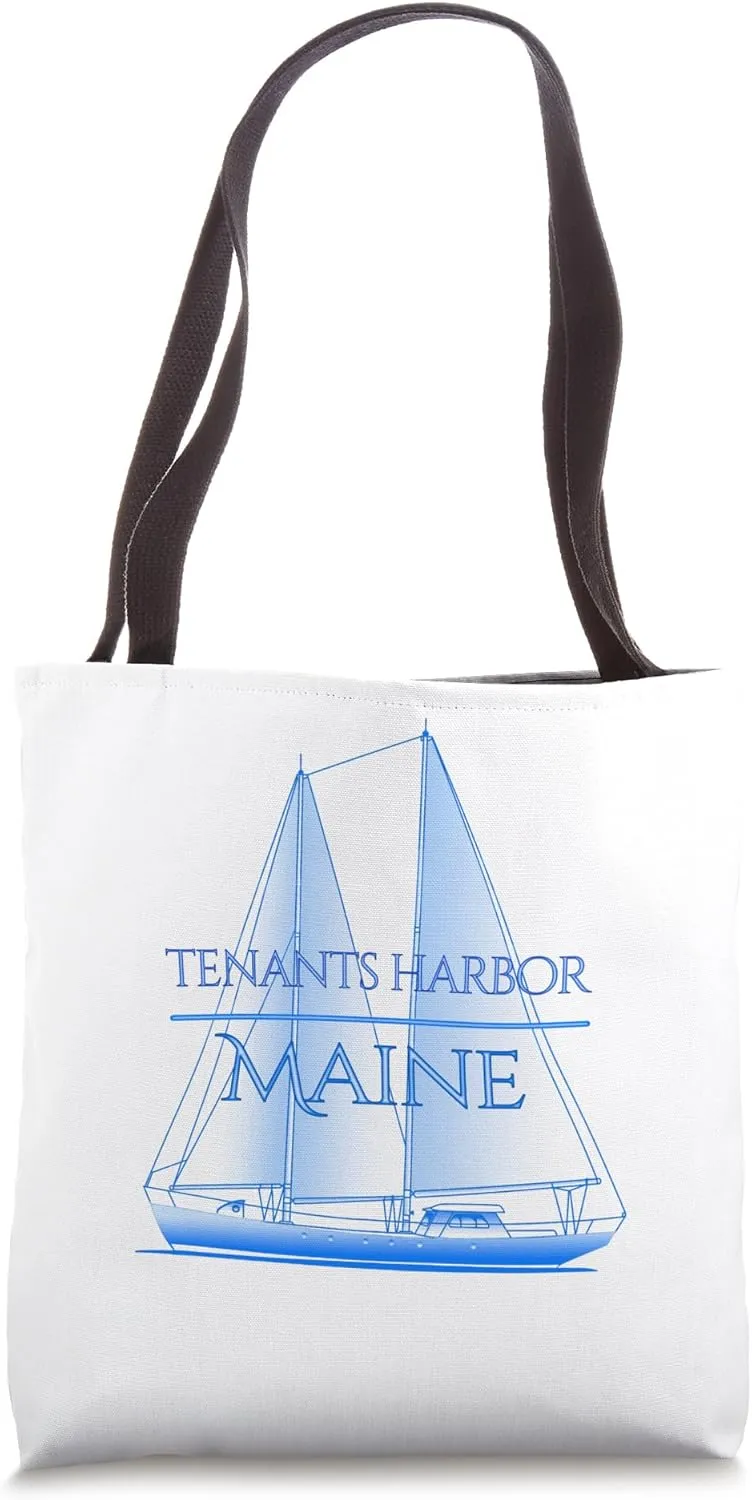 Tenants Harbor Maine Coastal Nautical Sailing Sailor Tote Bag