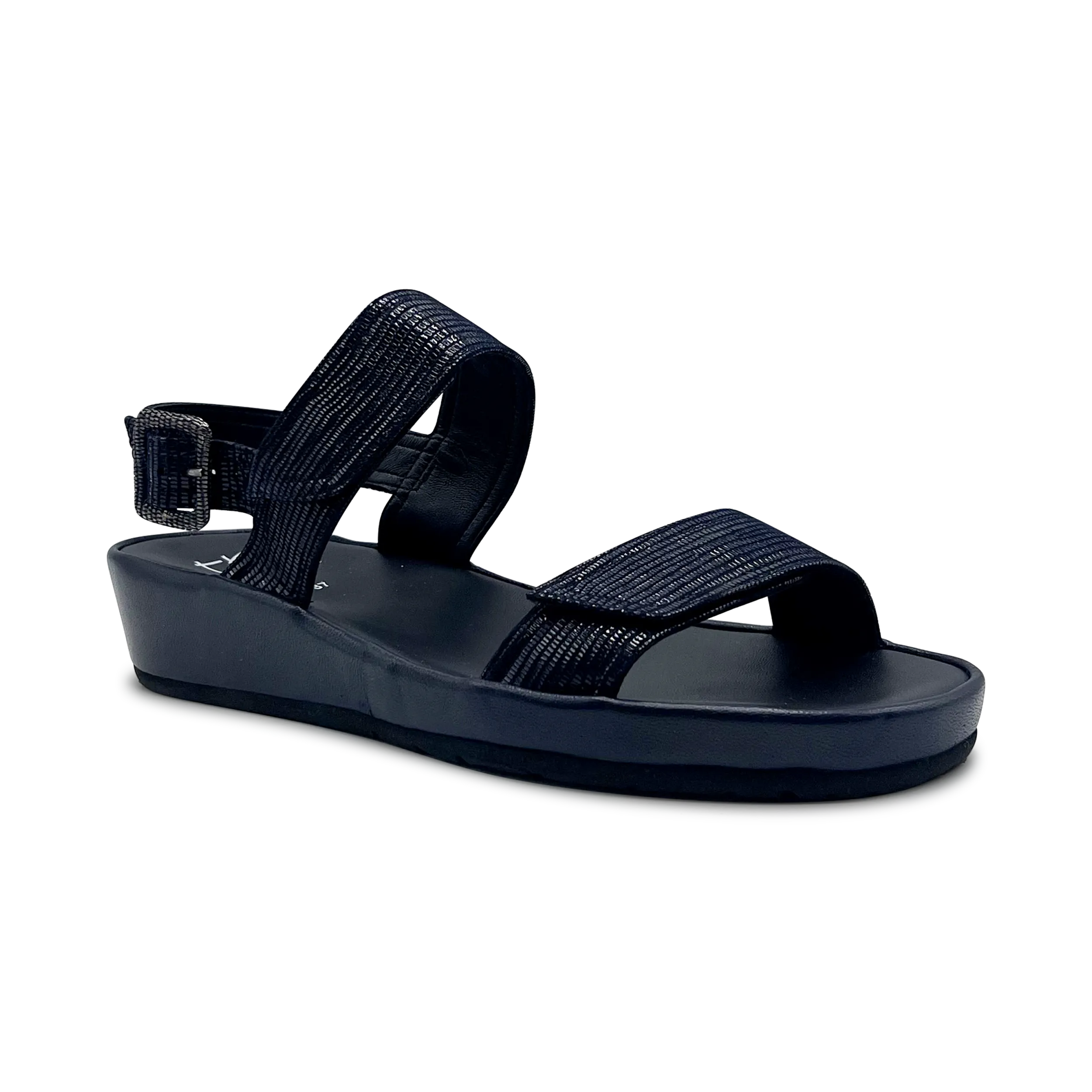 Thierry Rabotin Women's Uno 4701Q Navy Adjustable Leather Sandal