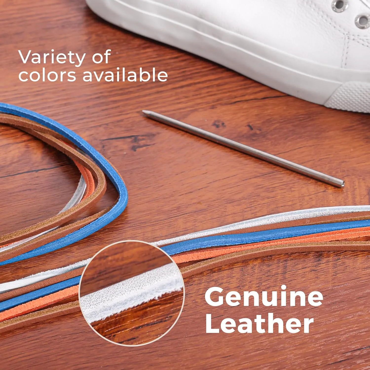 TOFL Leather Boat Shoe Lacing Kit | 45 inches | 1 Needle And 2 Strips [1 Pair]