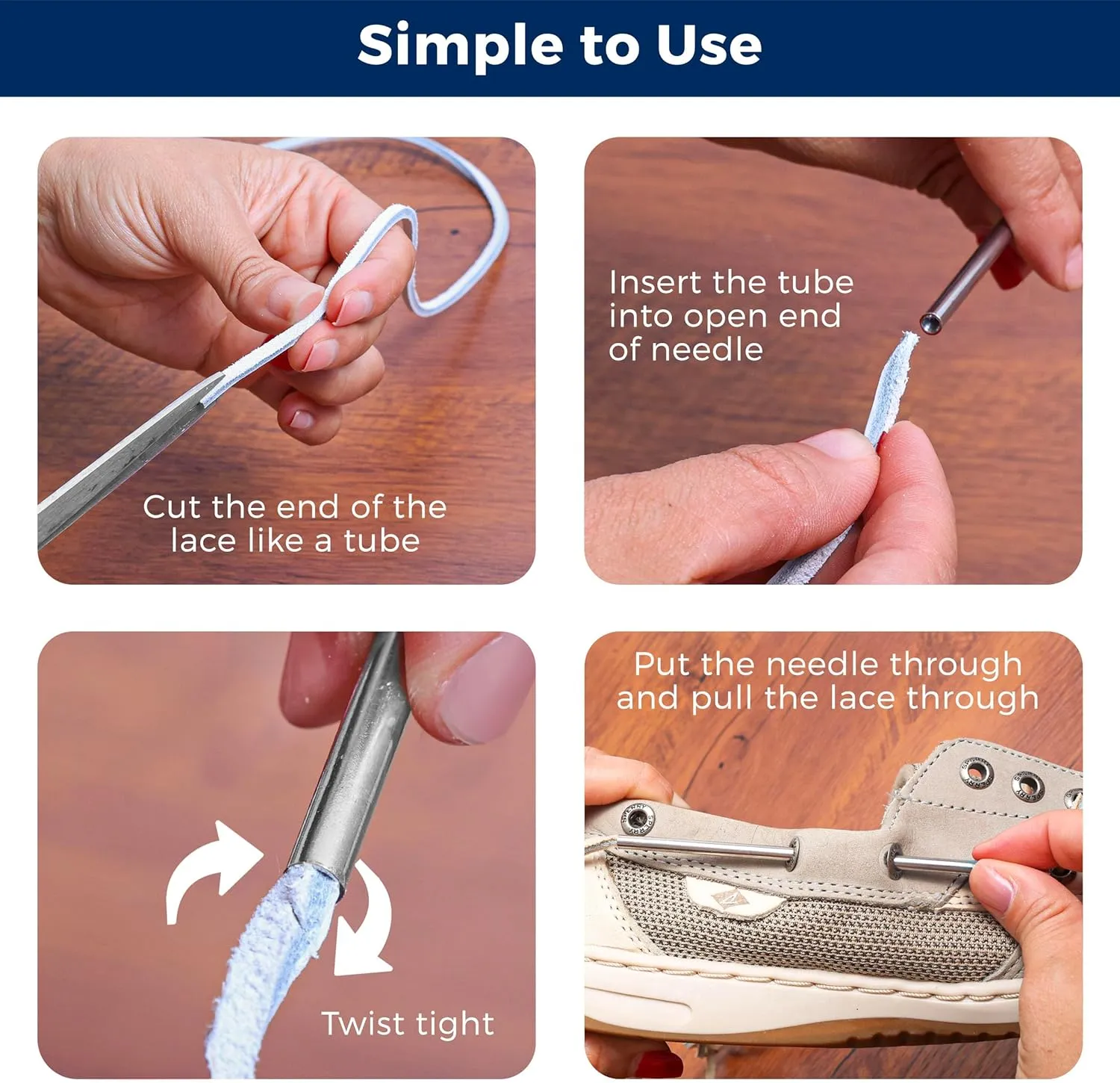 TOFL Leather Boat Shoe Lacing Kit | 45 inches | 1 Needle And 2 Strips [1 Pair]