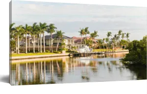 TOOUTEREA 20x40 Frame Large Canvas Painting Wall Art Recreational sport boat front luxury Villas an intracoastal waterway Wall Decor for Living Room Bedroom Kitchen Bathroom Office Artwork Home Decor