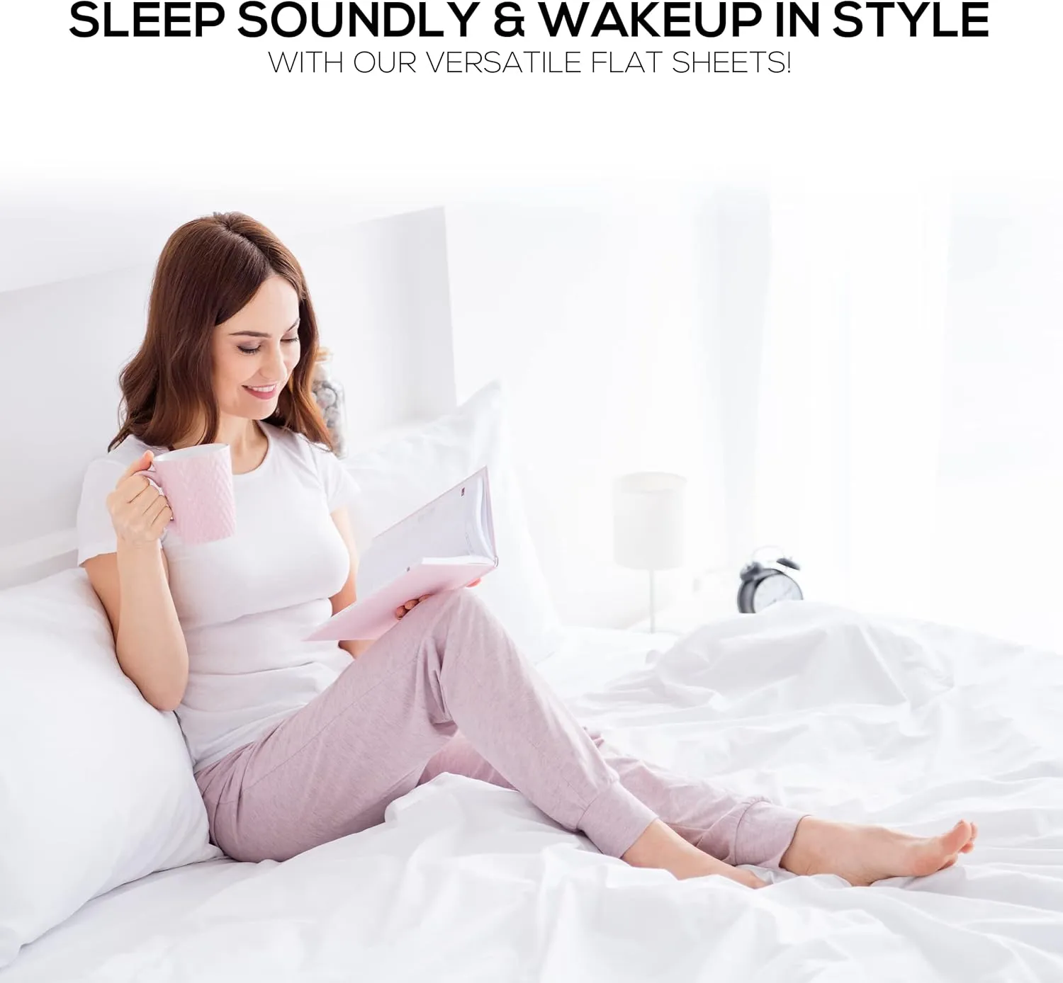 Twin Flat Sheet only Pack of 6 Bulk (66 x 108 Inches) White Polycotton T-200 Percale Weave - Top Bed Sheet for Home Bedding, Hospital, Massage Table Hotel, Easy Care, Soft Feel