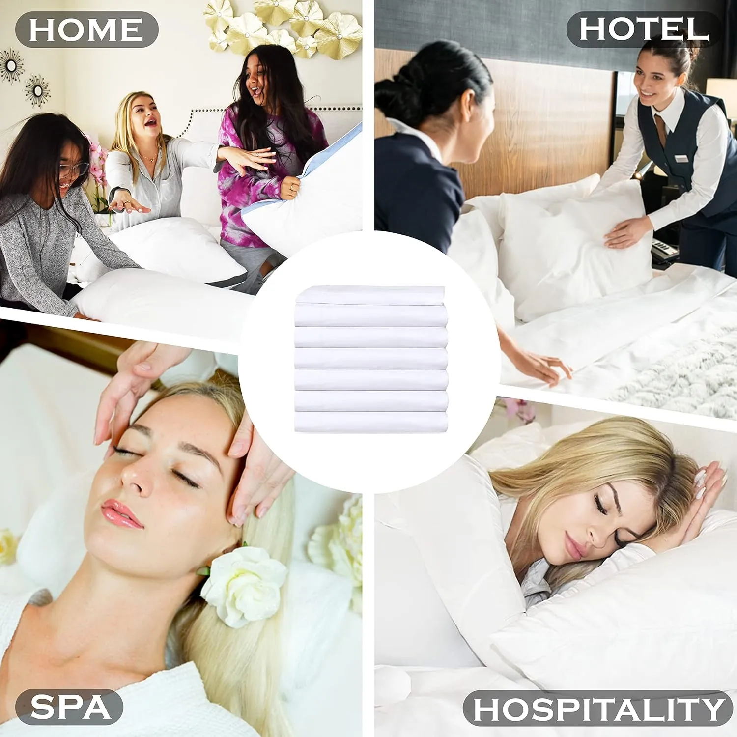 Twin Flat Sheet only Pack of 6 Bulk (66 x 108 Inches) White Polycotton T-200 Percale Weave - Top Bed Sheet for Home Bedding, Hospital, Massage Table Hotel, Easy Care, Soft Feel