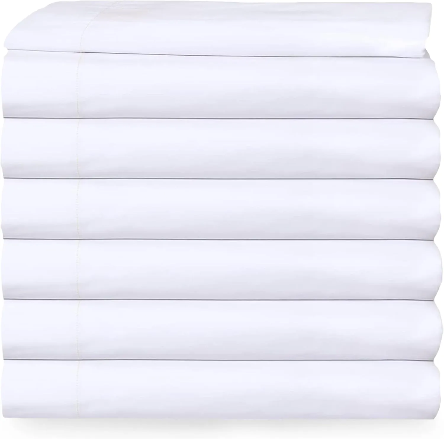 Twin Flat Sheet only Pack of 6 Bulk (66 x 108 Inches) White Polycotton T-200 Percale Weave - Top Bed Sheet for Home Bedding, Hospital, Massage Table Hotel, Easy Care, Soft Feel